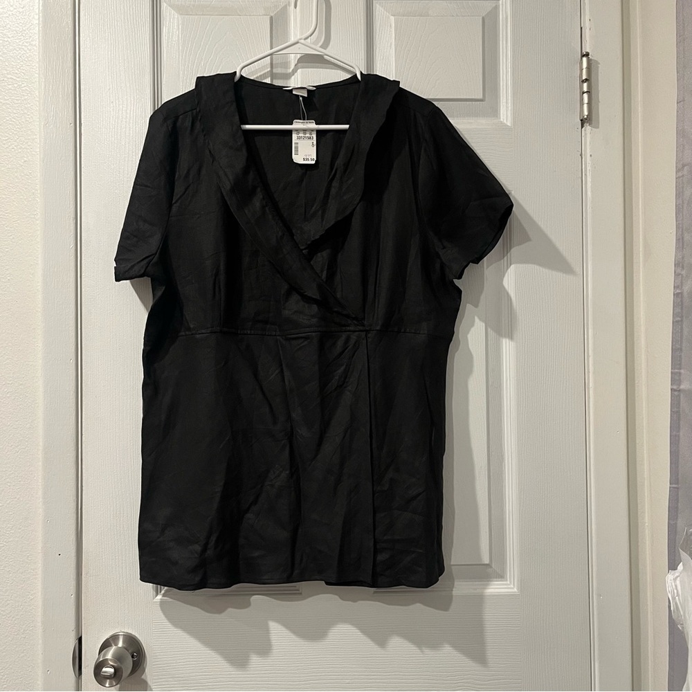 BNWT Christopher & Banks Black Wrap Top - Size XL